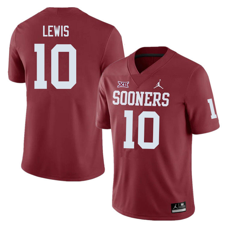 Men #10 Kip Lewis Oklahoma Sooners College Football Jerseys Sale-Crimson